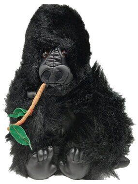 Animal Planet Gorilla Plush 11" Black Faux Leather Face 2000 Stuffed Animal